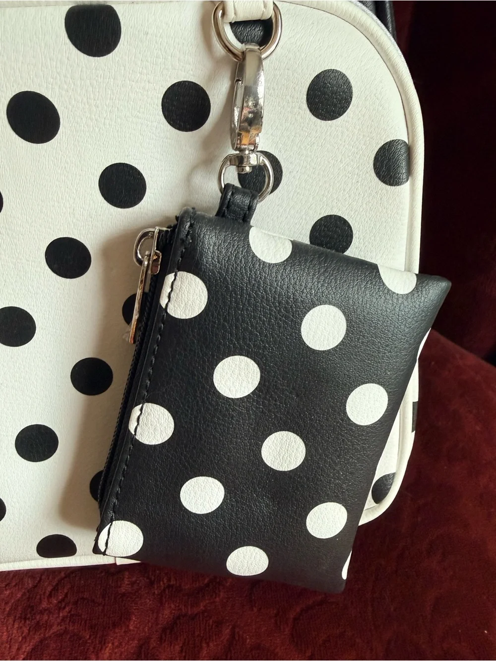 Madden Girl Black and White Polka Dot Mini Backpack with Coin Pouch